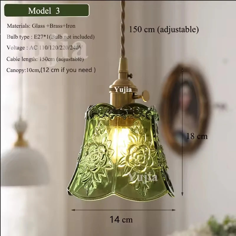 Groene Glazen Hanglamp – Vintage Moderne Plafondlamp E27