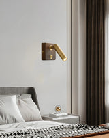 Wandlamp met Schakelaar – Hout & Messing, Goud/Zilver, E27 LED