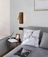Wandlamp met Schakelaar – Hout & Messing, Goud/Zilver, E27 LED