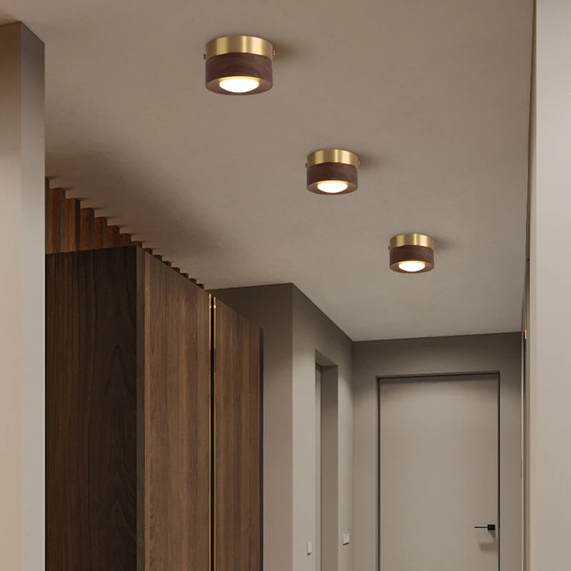 Houten Plafondlamp Walnoot/Essen – LED Spot Ø3-5m² Modern