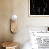 Travertin Wandlamp met Glazen Bol – Natuursteen G9 LED Sconce