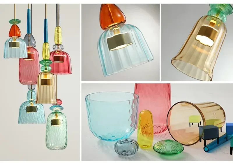 Moderne LED glazen hanglamp – kleurrijk design voor keuken & eetkamer