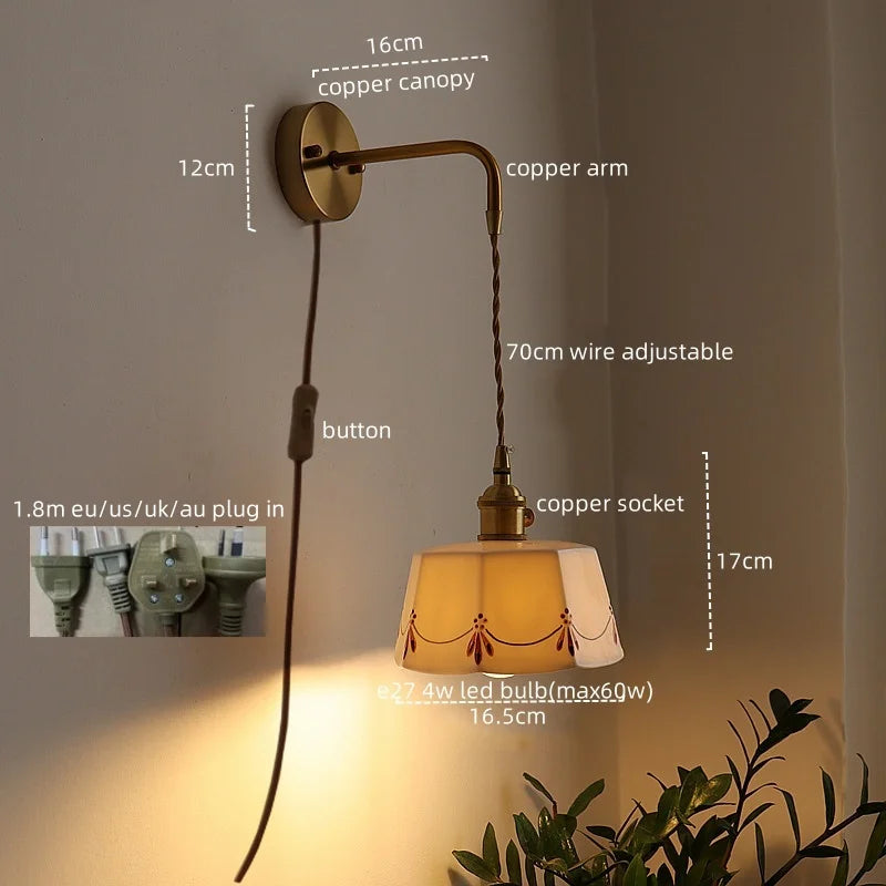Wandlamp Keramiek & Koper – LED, Wit, E27, Up/Down, Moderne Stijl