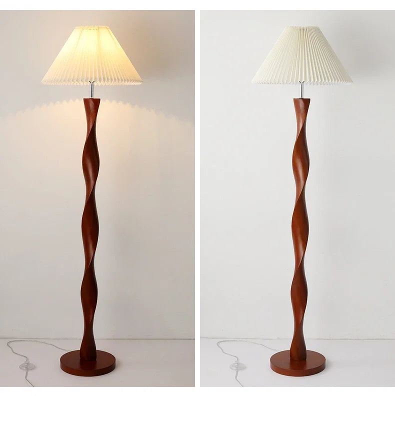 Chinese Walnootkleur Vloerlamp Hout – Moderne LED Lamp voor Woonkamer