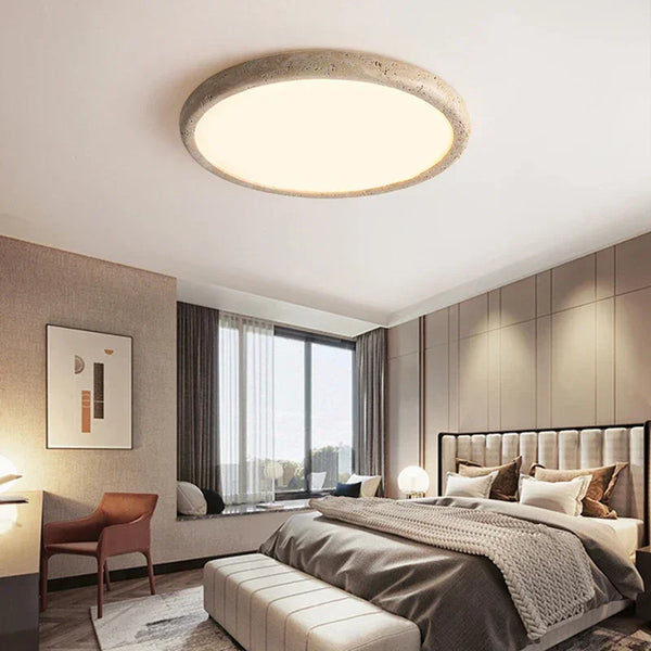 Wabi-Sabi Plafondlamp – Gele Natuursteen Ø Rond LED 15–30m²