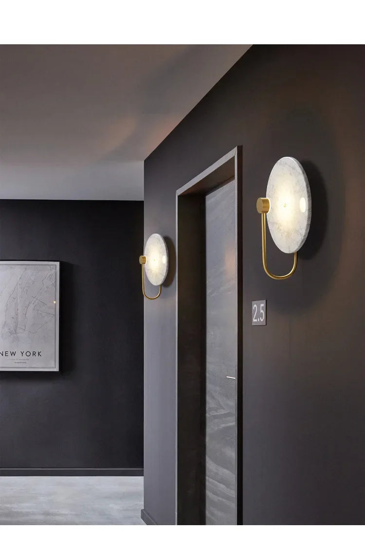 Ronde Marmeren Wandlamp – Nordic Minimalistisch LED Bedlamp