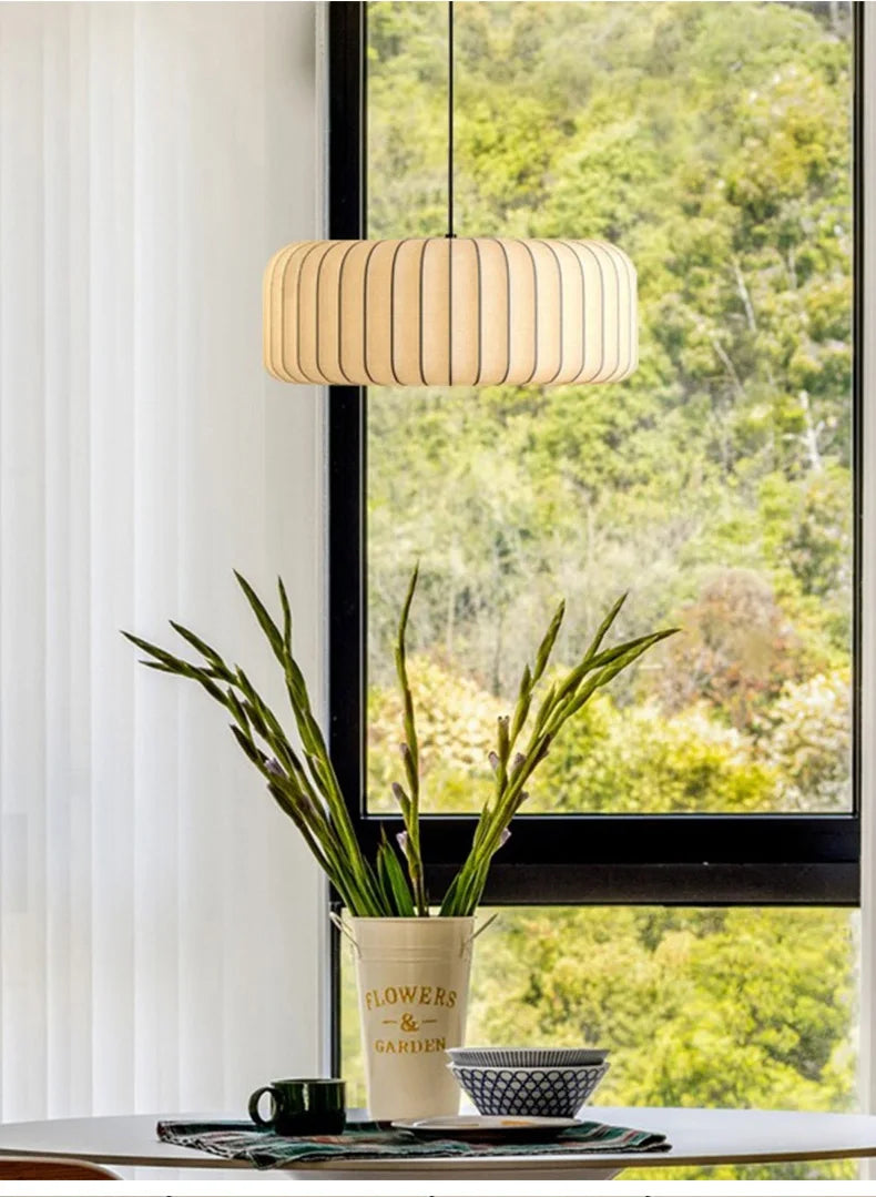 Modern Japanese Wabi Sabi Zijdehanglamp