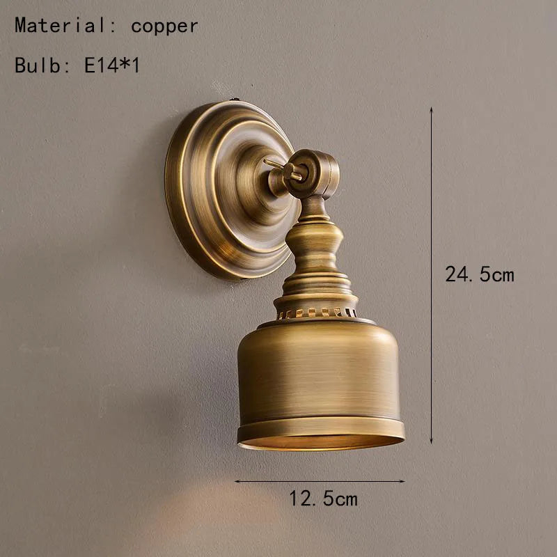 Koperen Wandlamp – Vintage LED Sconce met Helder Glas E14