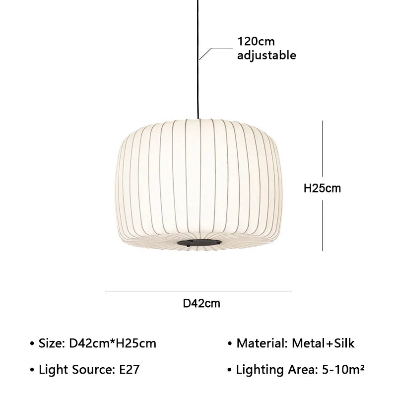 Modern Japanese Wabi Sabi Zijdehanglamp