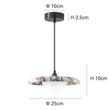 Zwarte Ronde Natuursteen Hanglamp – LED Plafondlamp 25cm