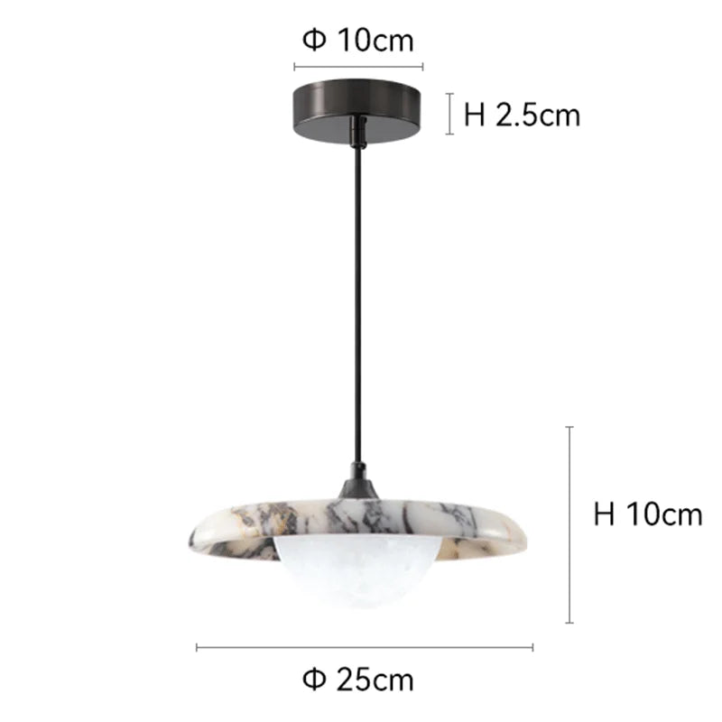 Zwarte Ronde Natuursteen Hanglamp – LED Plafondlamp 25cm