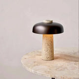 Travertin Paddenstoel Tafellamp – Wabi-Sabi Designer LED Bedlamp
