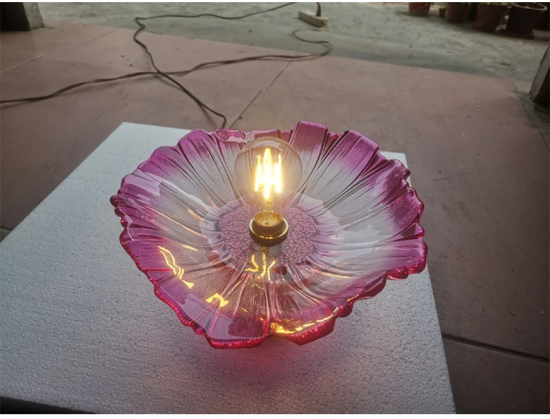 Vintage Bloem Hanglamp Glas E27 Voor Woonkamer, Slaapkamer & Bedside