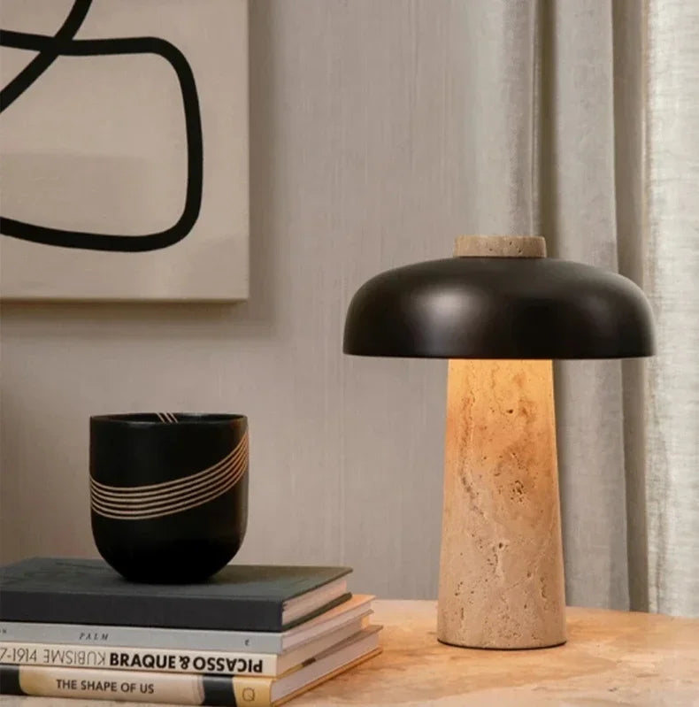Nordic Paddenstoel Vloerlamp Travertijn Steen – Wabi Sabi Design