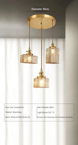 Japanse Vintage Glazen Hanglamp Brass LED Voor Slaapkamer & Eettafel