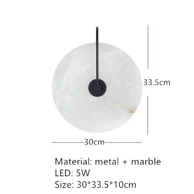 Ronde Marmeren Wandlamp – Nordic Minimalistisch LED Bedlamp