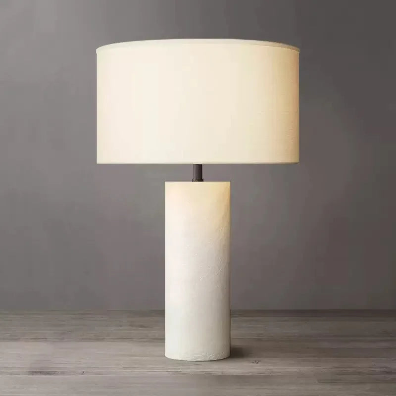 Moderne Marmeren Tafellamp LED met Stoffen Kap – Slaap- & Woonkamer