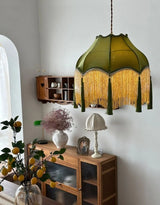 LED Hanglamp Groen Stoffen Kwast – Vintage Voor Woonkamer & Café