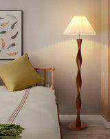 Chinese Walnootkleur Vloerlamp Hout – Moderne LED Lamp voor Woonkamer
