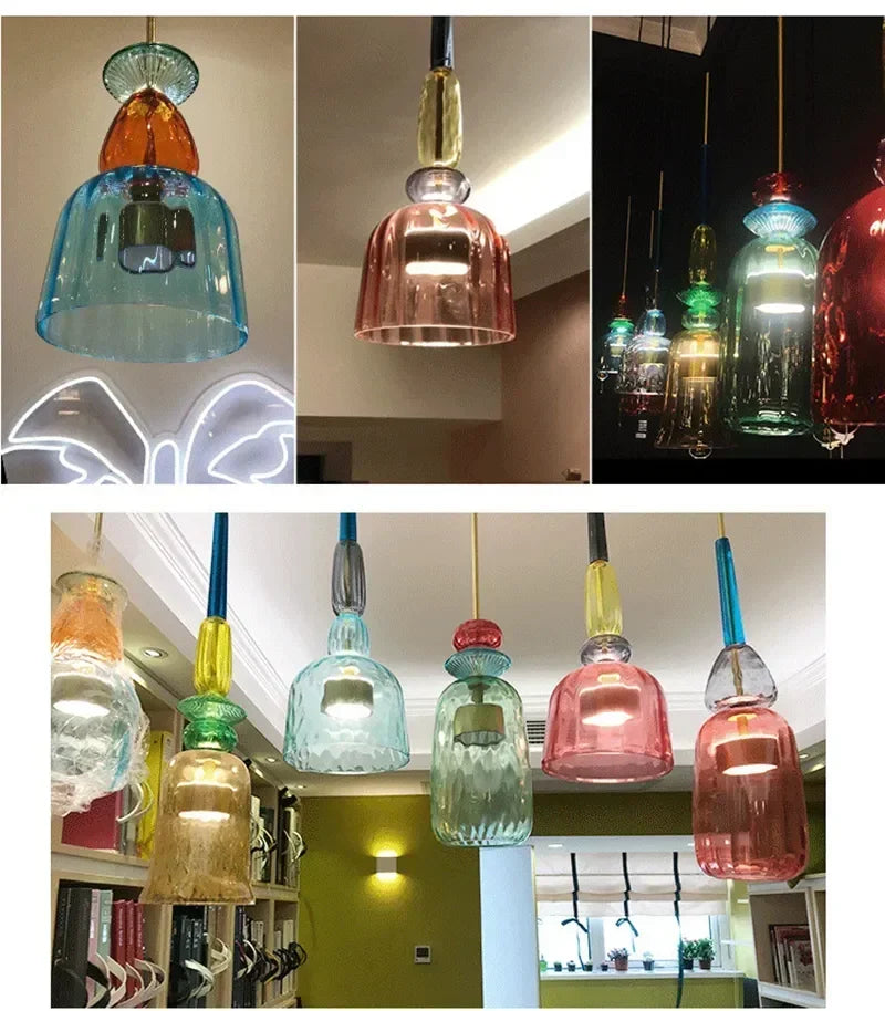Moderne LED glazen hanglamp – kleurrijk design voor keuken & eetkamer
