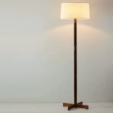 Vintage Wabi Sabi Houten Vloerlamp LED – Stoffen Kap voor Woonkamer