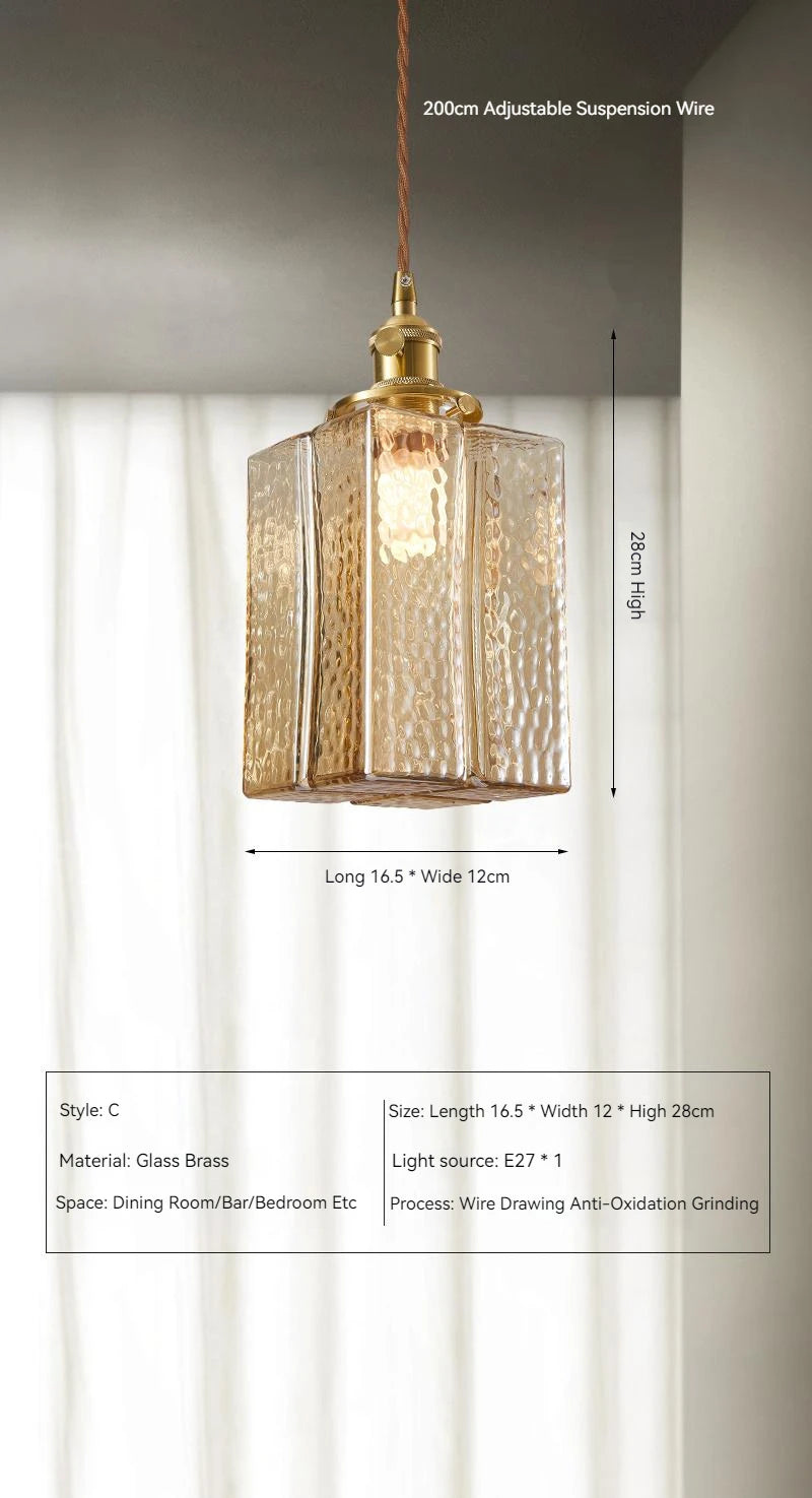 Japanse Vintage Glazen Hanglamp Brass LED Voor Slaapkamer & Eettafel