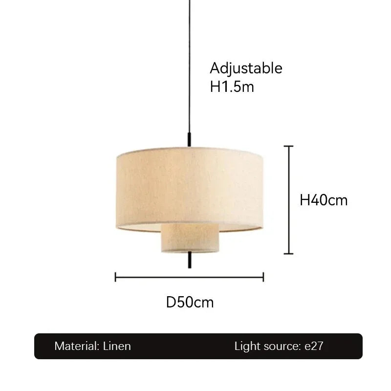 Wabi-Sabi stoffen LED hanglamp – Japanse stijl voor woonkamer & eetkamer