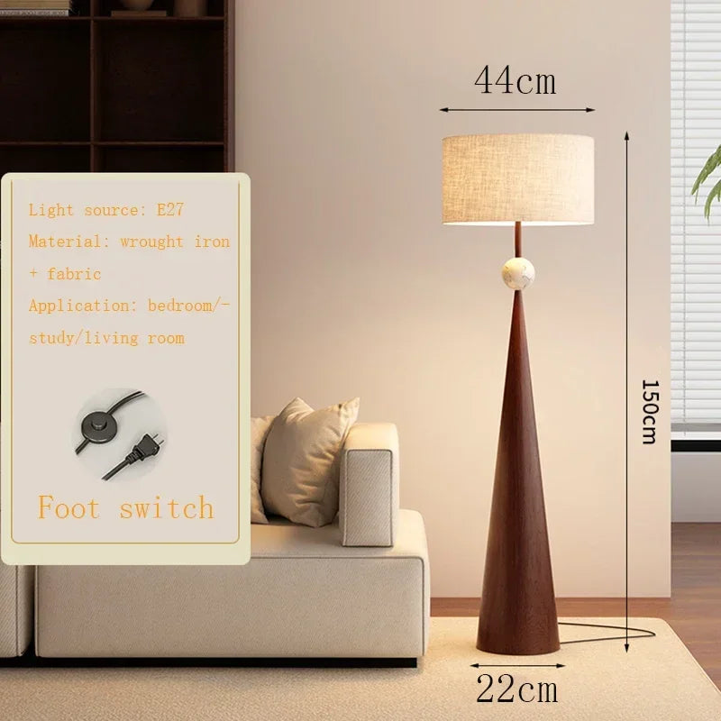 Wabi-Sabi Vloerlamp – Minimalistisch Japans Design met Stoffen Kap
