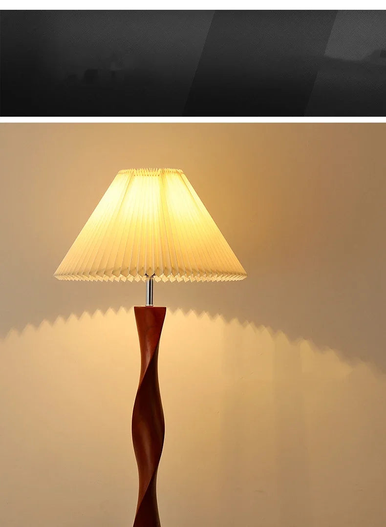 Chinese Walnootkleur Vloerlamp Hout – Moderne LED Lamp voor Woonkamer