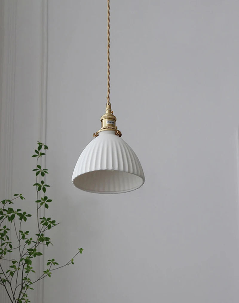 Japanse Keramische Hanglamp – Scandinavische Witte Plafondlamp E27