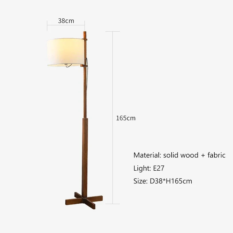 Retro Walnoot Houten Vloerlamp LED – Verstelbaar voor Woon- & Slaapkamer