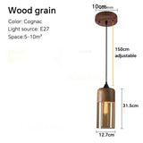 Nordic LED Hanglamp Glas & Hout – Moderne Plafondlamp E27
