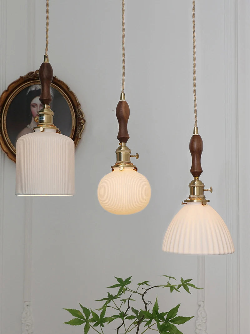 Japanse Keramische Hanglamp – Scandinavische Witte Plafondlamp E27