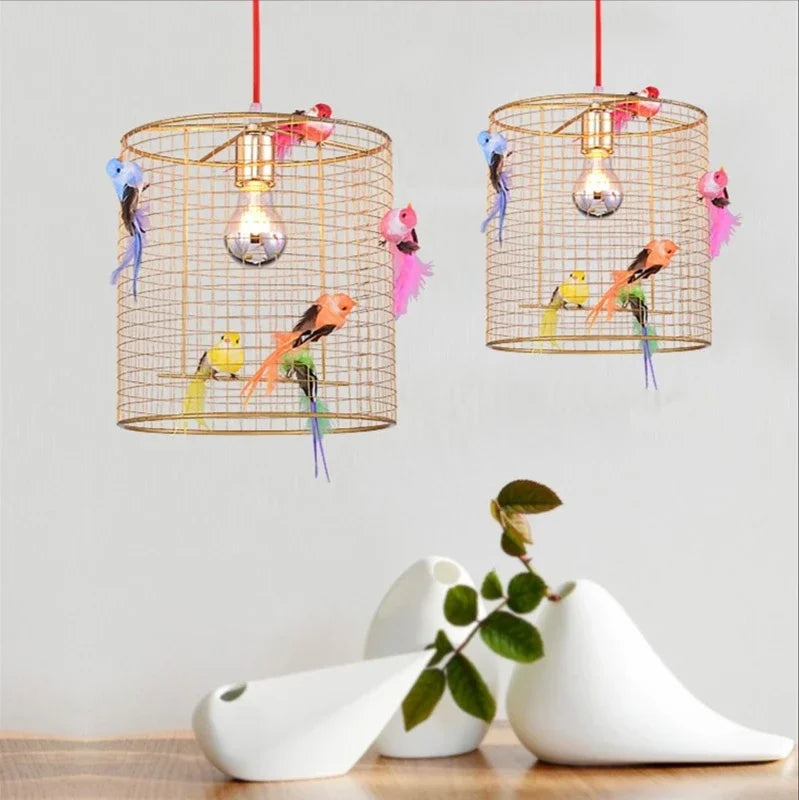 Nordic LED Birdcage Hanglamp Goud – Art Deco Restaurant & Woonkamer