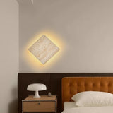 Travertin Wandlamp met Klok – LED Natuursteen Wabi-Sabi Design