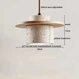 Travertin LED Hanglamp – Japanse Stijl Steen Pendant Light