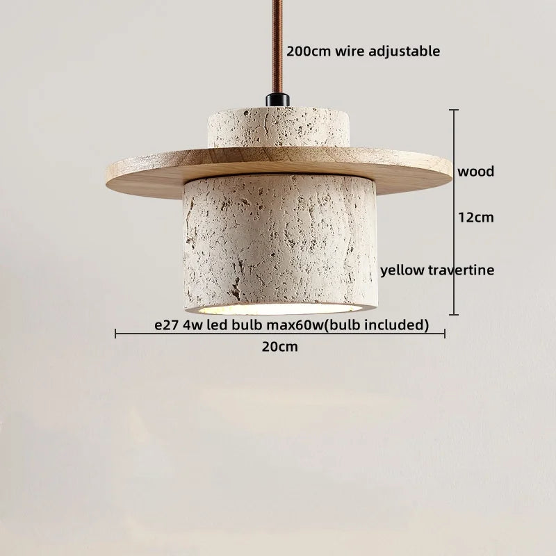 Travertin LED Hanglamp – Japanse Stijl Steen Pendant Light