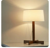 Vintage Wabi Sabi Houten Vloerlamp LED – Stoffen Kap voor Woonkamer