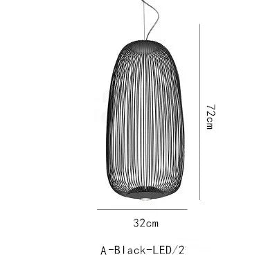 Moderne Italiaanse Spokes Hanglamp LED Metaal Kooi Design – Zwart