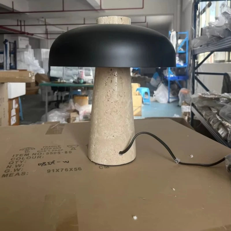 Nordic Paddenstoel Vloerlamp Travertijn Steen – Wabi Sabi Design