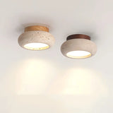 Nordic Plafondlamp LED Travertin & Hout – Modern Ellips Design