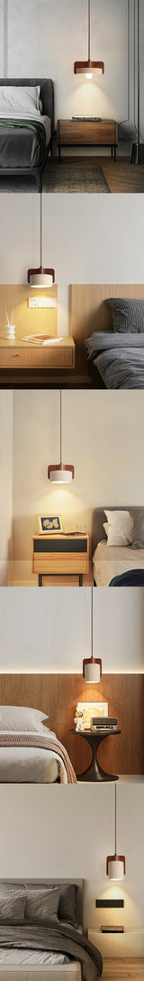 Mid Century LED Hanglamp Hout & Geel Travertijn – Modern Design