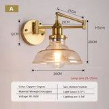 Retro Glazen Wandlamp E27 LED Moderne Leeslamp Met Verstelbare Arm