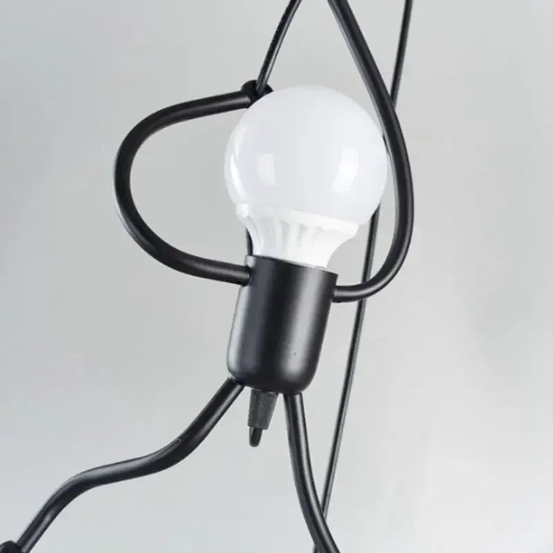 Vintage Iron Chandelier LED E27 Voor Woonkamer & Kinderkamer Zwart