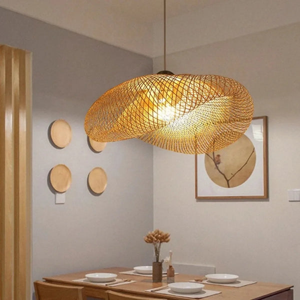 Bamboe Hanglamp LED – Handgemaakte Vintage Plafondlamp E27