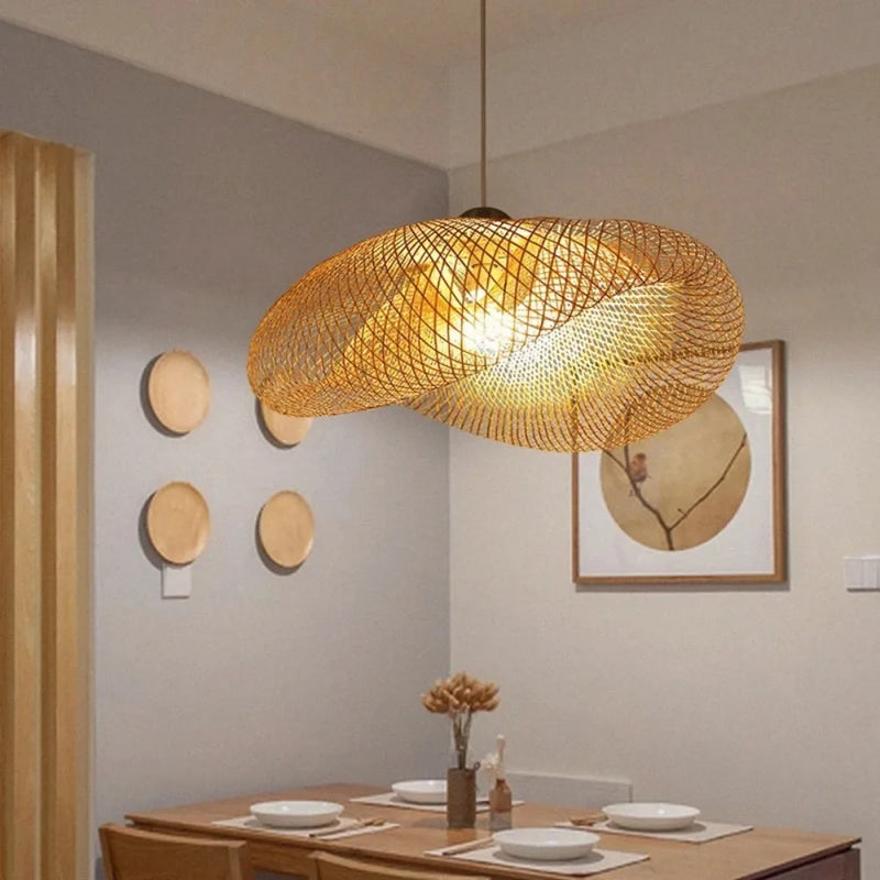 Bamboe Hanglamp LED – Handgemaakte Vintage Plafondlamp E27