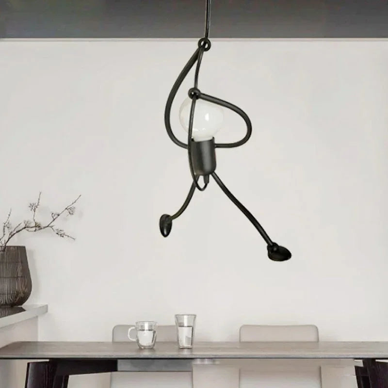 Vintage Iron Chandelier LED E27 Voor Woonkamer & Kinderkamer Zwart
