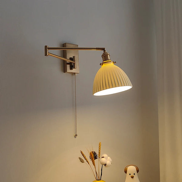 Nordic LED Wandlamp Keramiek – Moderne Sconce met Trekschakelaar