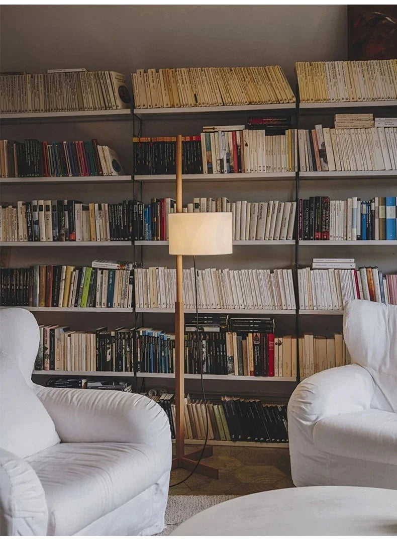 Retro Walnoot Houten Vloerlamp LED – Verstelbaar voor Woon- & Slaapkamer