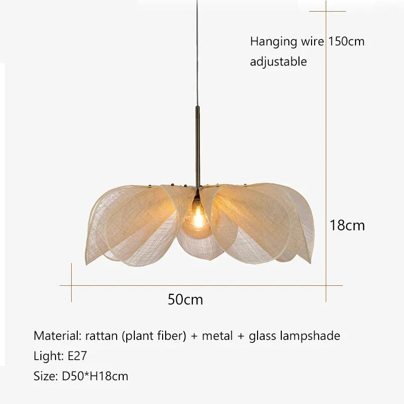 Vintage Stoffen Plafondlamp Wabi Sabi Hanglamp – E27 LED